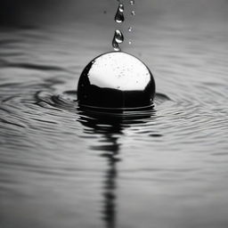 A black and white album cover presenting a bullet sinking through the water, glistening droplets following its path, all portrayed in dramatic high-contrast monochrome.