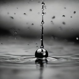 A black and white album cover presenting a bullet sinking through the water, glistening droplets following its path, all portrayed in dramatic high-contrast monochrome.