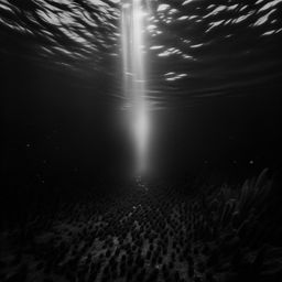 An atmospheric black and white album cover featuring a bullet sinking underwater, creating a trail of tiny bubbles in its wake.