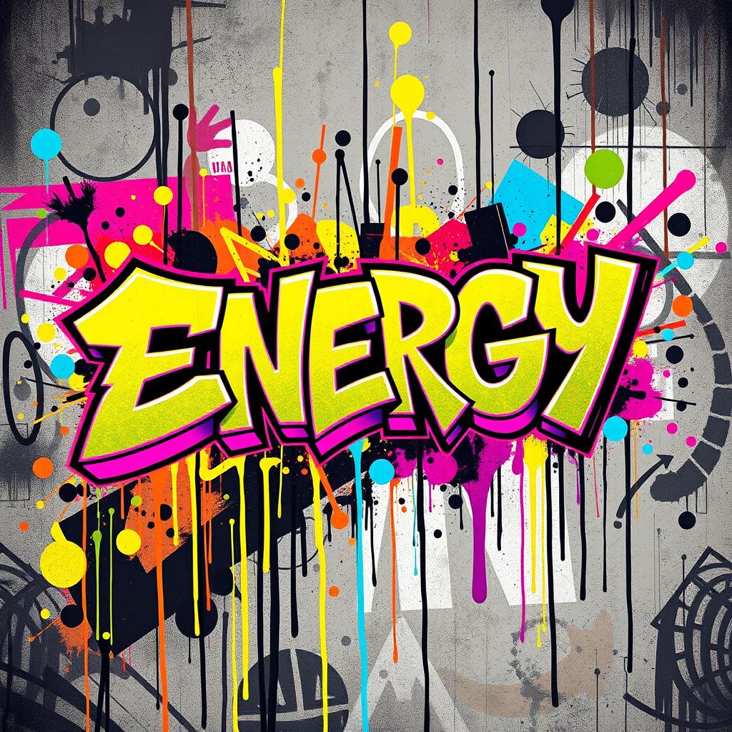 A vibrant graffiti tag using neon colors that jumps out with energy