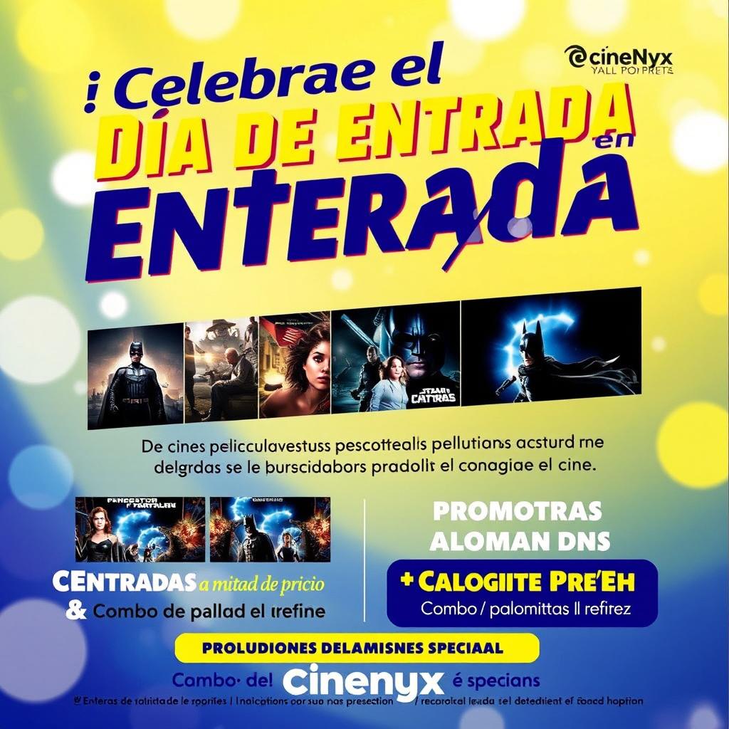 Un colorido y atractivo poster publicitario para el 'Día de Entrada' en CineNyx