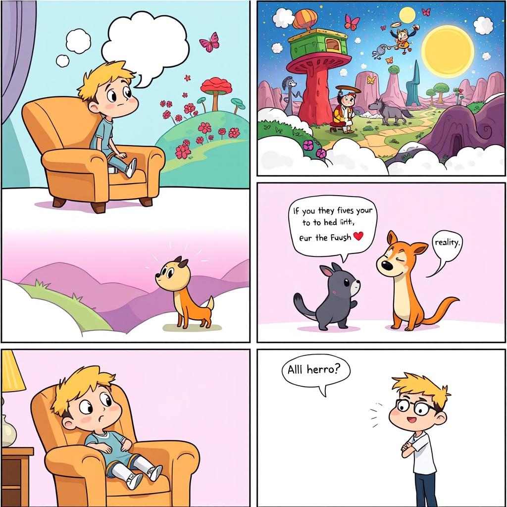 A cartoon comic strip consisting of four panels