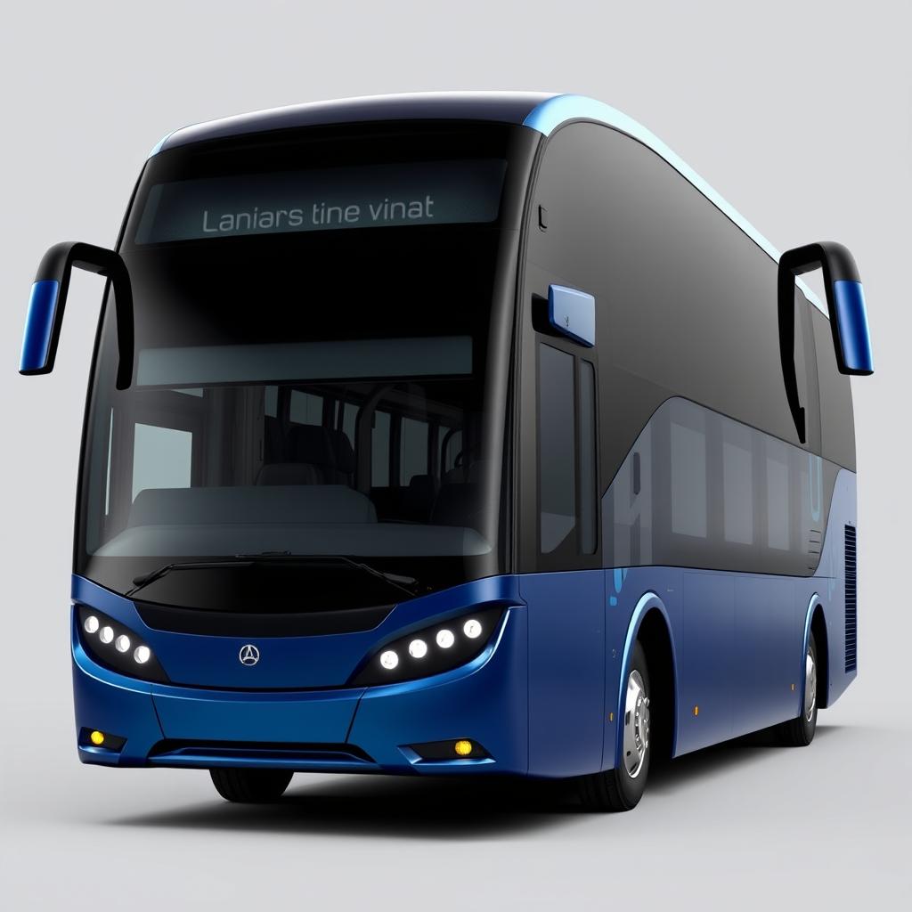 A modern interprovincial bus featuring a panoramic windshield and large dark windows