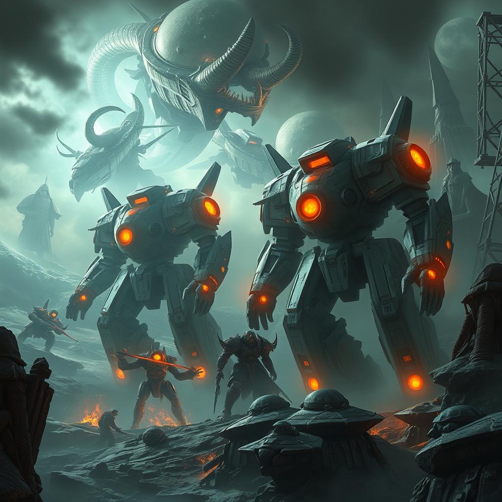 A breathtaking 1440p scene that uniquely fuses robotic designs, fantasy elements, and abstract concepts