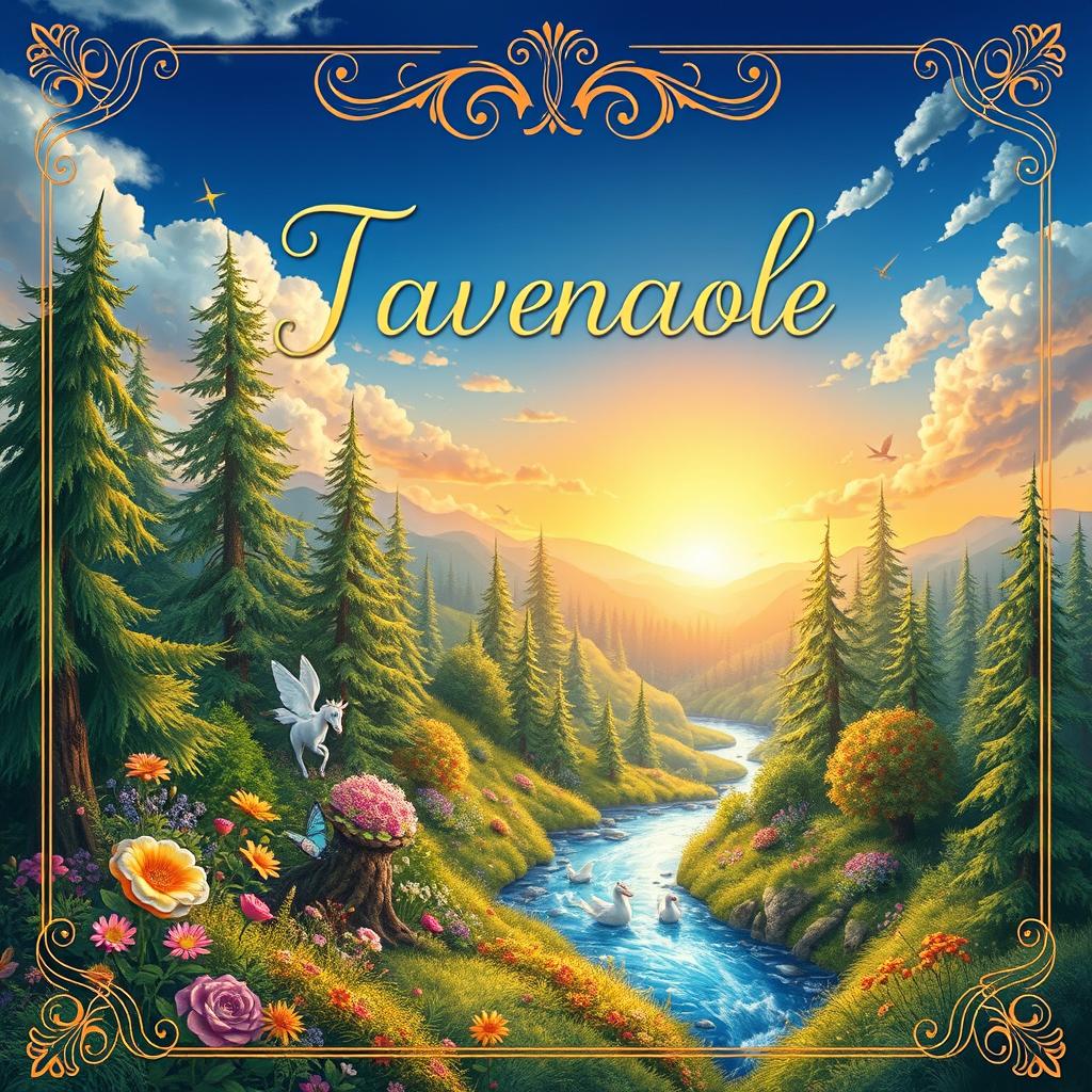 A stunning book cover design featuring an enchanting fantasy landscape