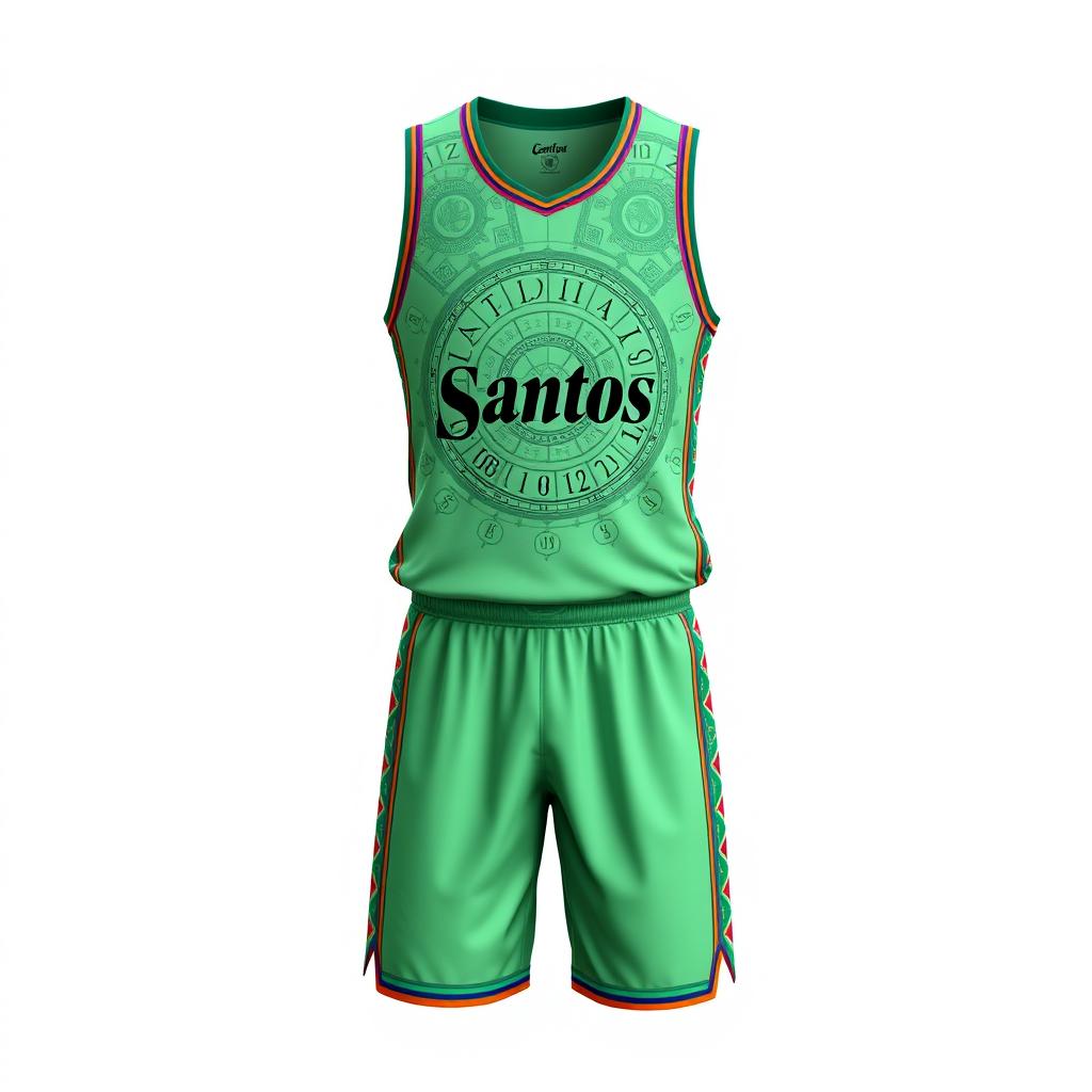 Design a basketball uniform featuring mint green as the base color