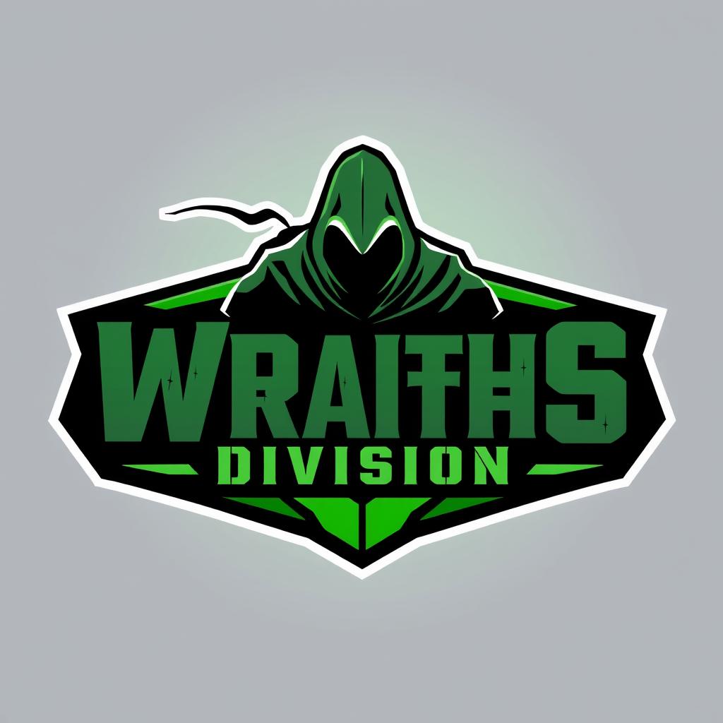A striking and bold army logo for the 'Wraiths Division', featuring a phantom or ghostly silhouette integrated into the design