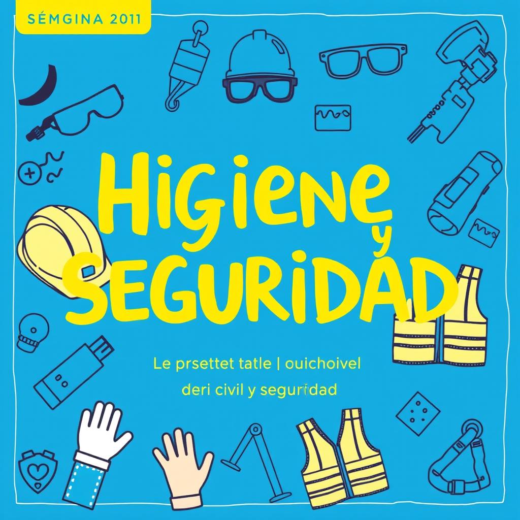 A handmade-style cover for a course titled 'Higiene y Seguridad' with a blue background