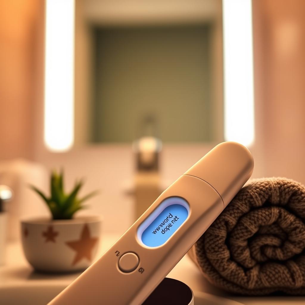 A digital pregnancy test displaying the results reading "www