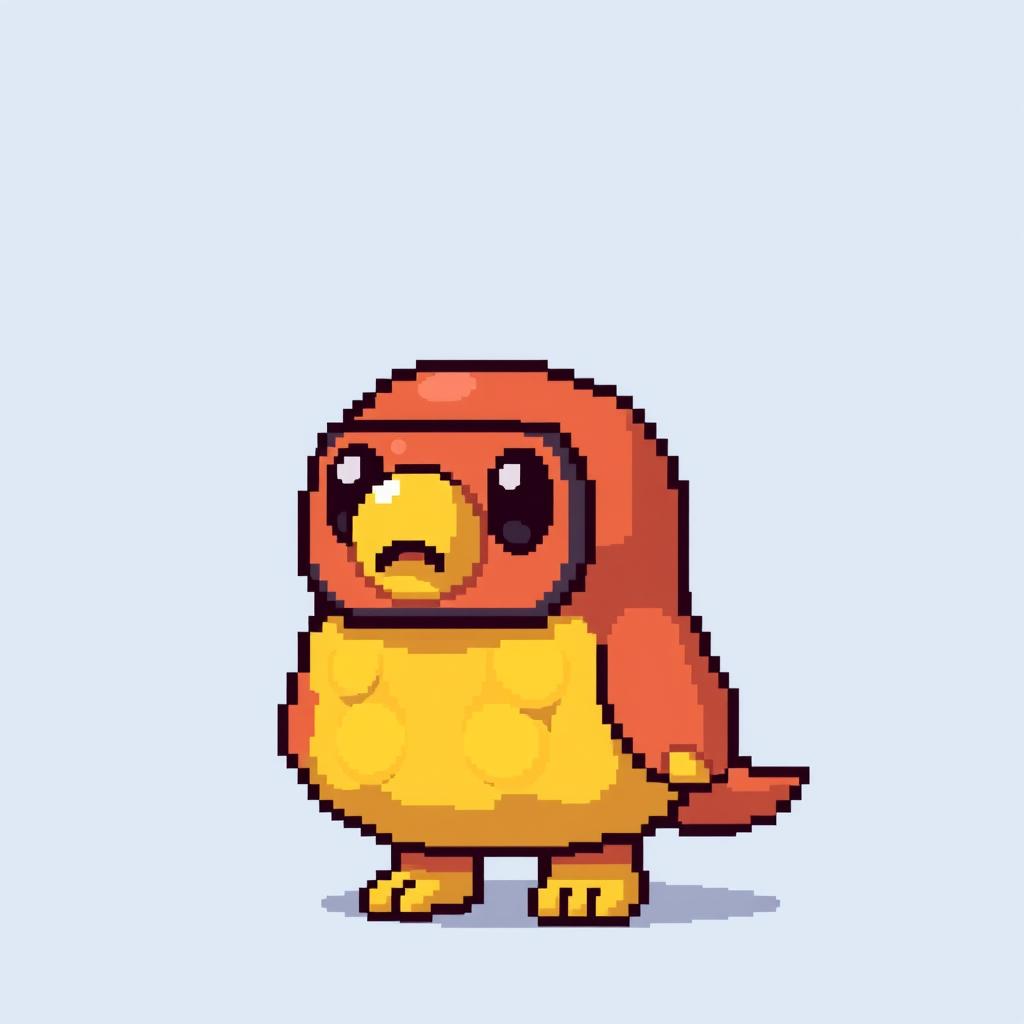 A digital art representation of a small subject consisting of 31 by 40 pixels, showcasing intricate pixel art details