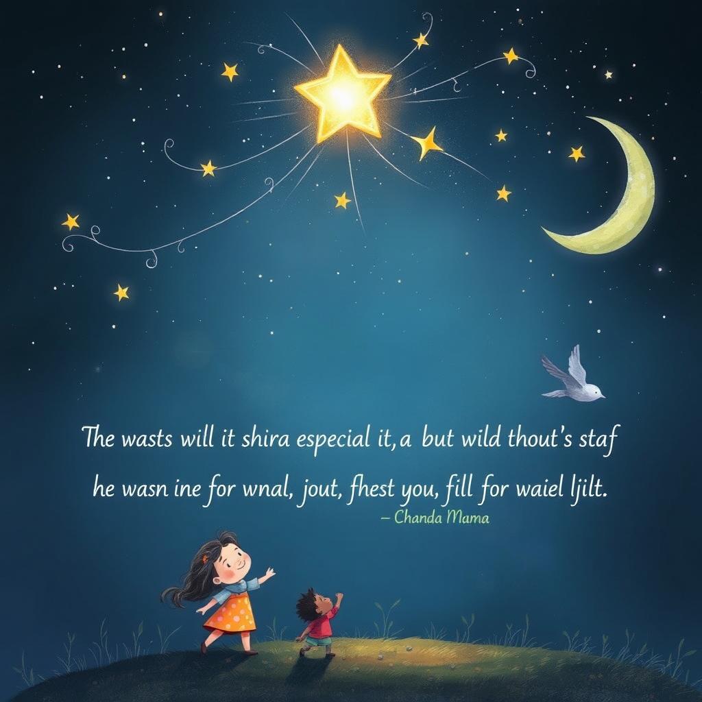 A beautiful, whimsical illustration featuring a small, sparkling star in a night sky, shining brightly and proudly declaring its uniqueness