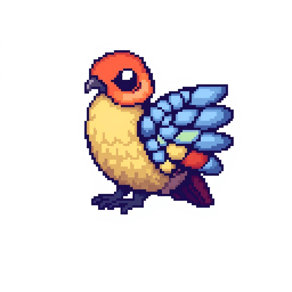 A creative pixel art illustration featuring a subject meticulously crafted using exactly 31 by 40 pixels