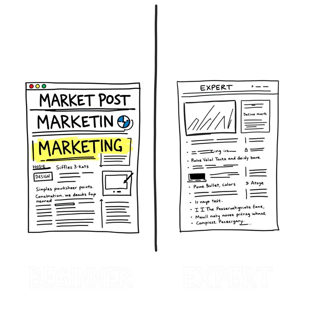 A split image showcasing two marketing posts in sketch style