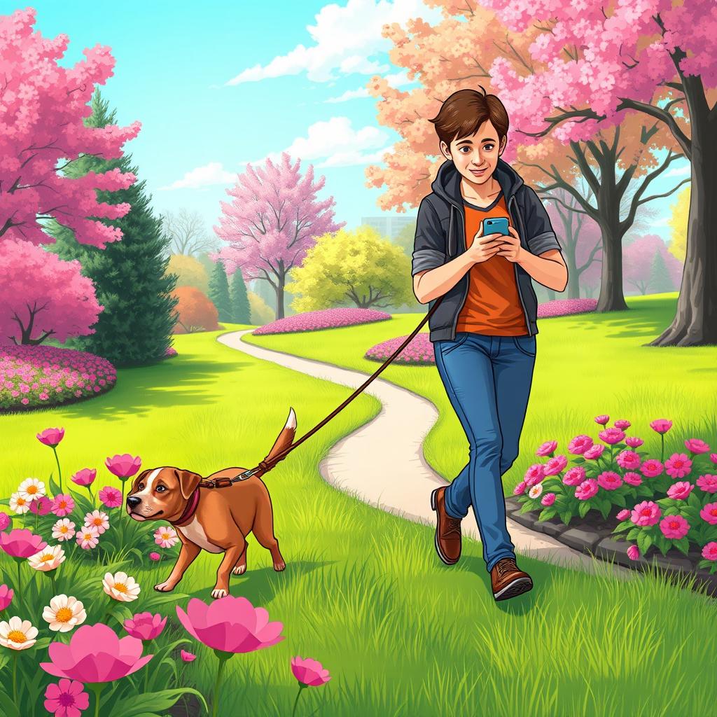 A humorous scene illustrating the concept of 'Who is Walking Who - How to Train Your Subconscious Before it Pees on You