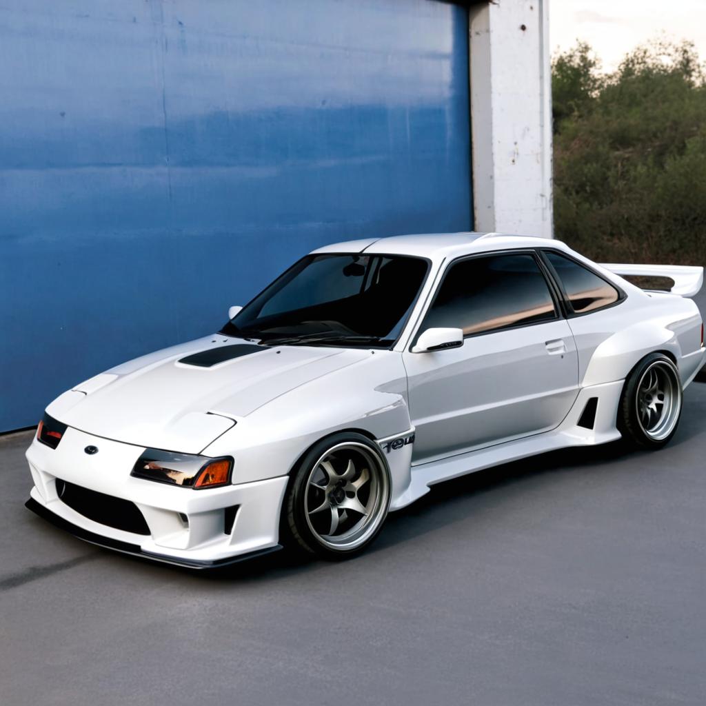Use the Ford Escort GL as a base to create a body kit to be like the Mazda RX-7 fortune widekit, making it as close as possible, even slightly wider.