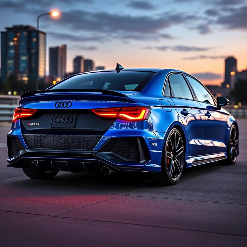 A uniquely modified Audi A3 that combines the aggressive front fascia of the RS3 model with the sporty rear of the Toyota GR Corolla