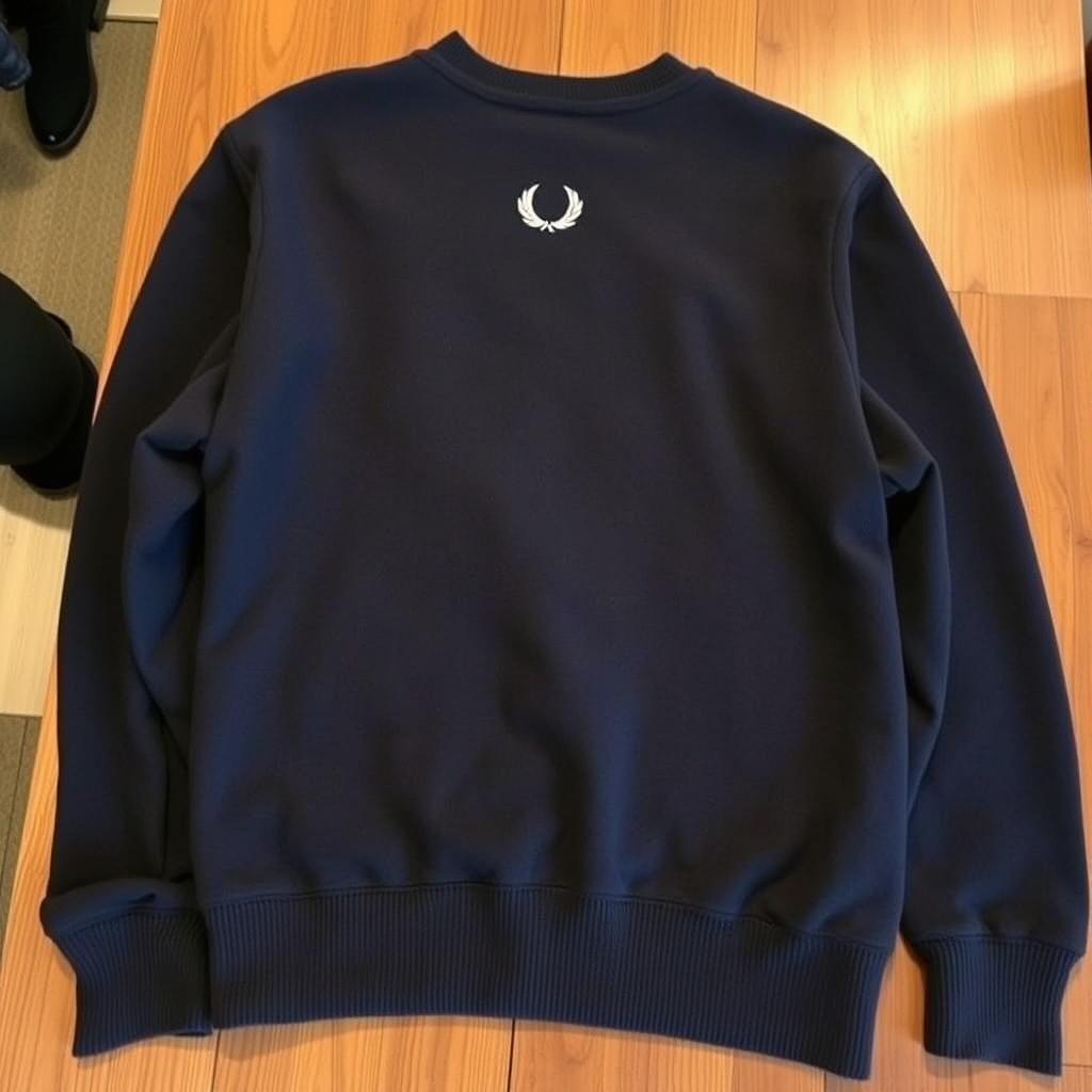 A cozy black sweatshirt featuring a small, intricately designed half moon logo positioned on the front top left