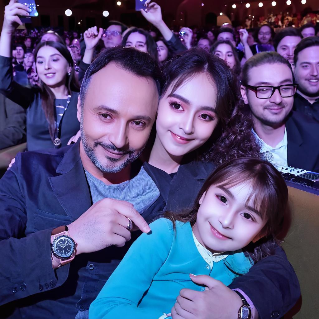Lovely picture with dad and her daughter celebrating in a concert