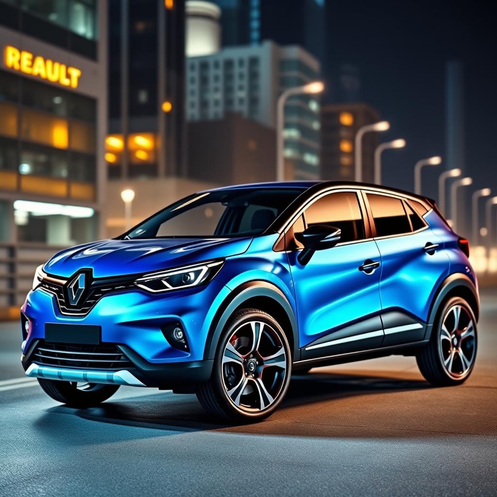 An artistic rendering of a modified 2025 Renault Captur, showcasing its sleek curves and sporty design enhancements