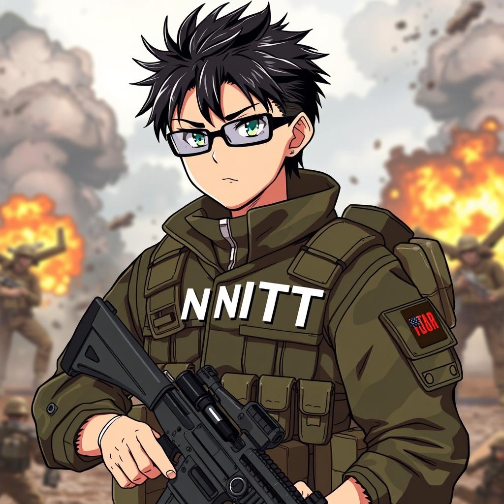 An anime-style soldier wearing military attire adorned with the acronym "NITT" prominently displayed