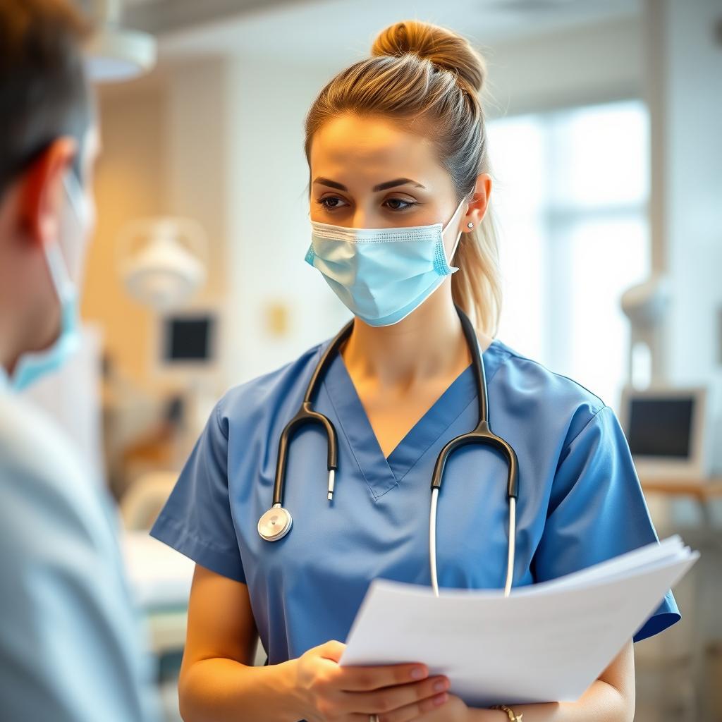 A professional female nurse in a modern hospital setting