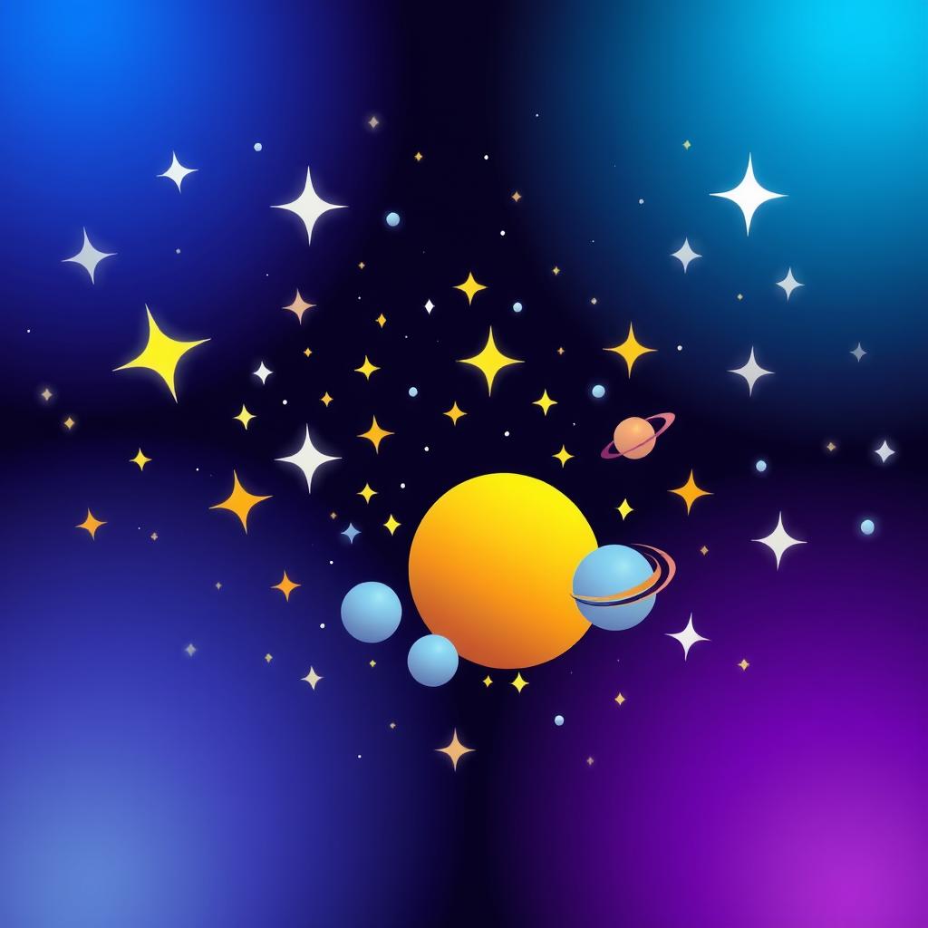 A vibrant and imaginative digital artwork depicting a starry night sky filled with twinkling stars in varying sizes and colors