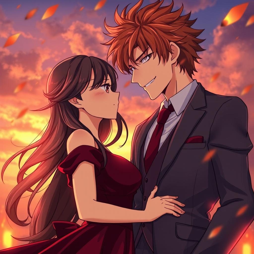 An anime-style romantic scene featuring a couple standing inches apart, enveloped in intense tension as if time has stopped before they give in