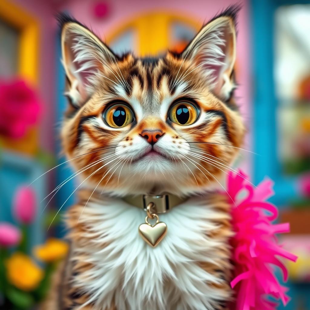 A playful and cheeky cat with a sassy demeanor, dressed in a cute and flirty outfit