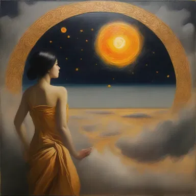 The artist skillfully depicted the angular distance between the sun and the moon, creating a breathtaking and captivating painting.