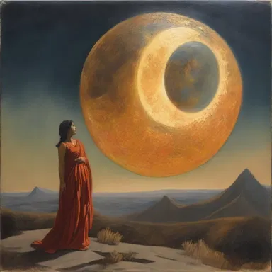 The artist skillfully depicted the angular distance between the sun and the moon, creating a breathtaking and captivating painting.
