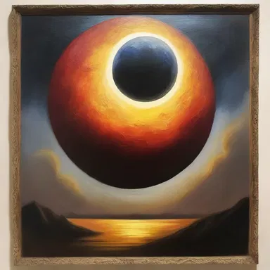 The artist skillfully depicted the angular distance between the sun and the moon, creating a breathtaking and captivating painting.