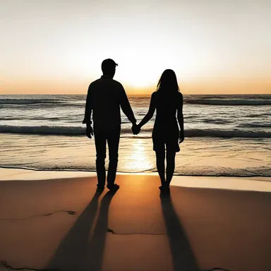 As the couple held hands and gazed at the sunset, the angular distance between their fingers seemed to disappear, signifying their deep connection.