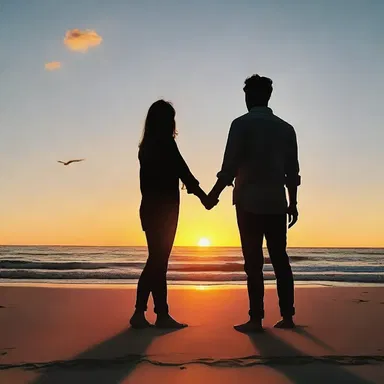 As the couple held hands and gazed at the sunset, the angular distance between their fingers seemed to disappear, signifying their deep connection.