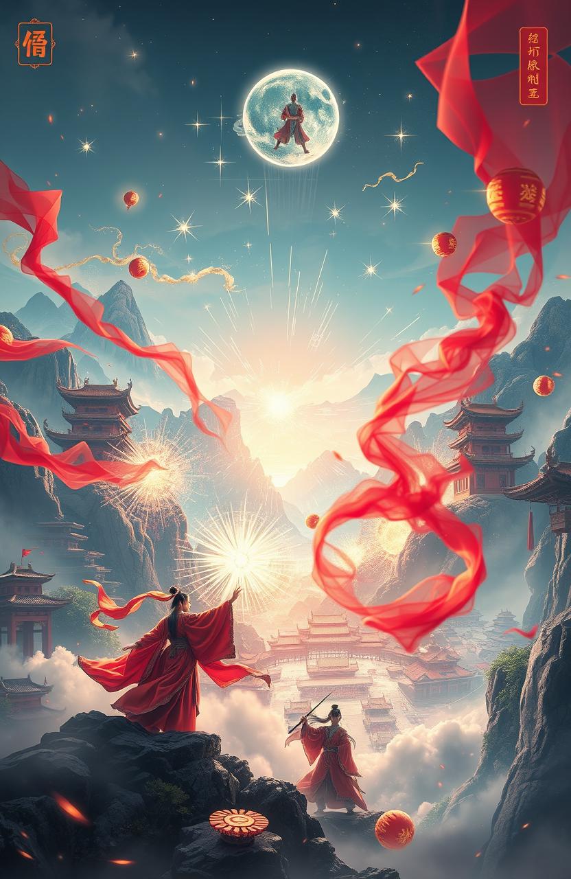 A breathtaking scene depicting the moment when the dimensional barrier between the world of cultivation (修仙) and the real world shatters, showcasing the vibrant blend of both worlds