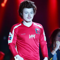 Harry Styles proudly sporting an Aston Villa football kit