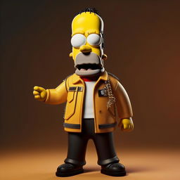 Homer Simpson comically dressed in a stylish Trapstar outfit