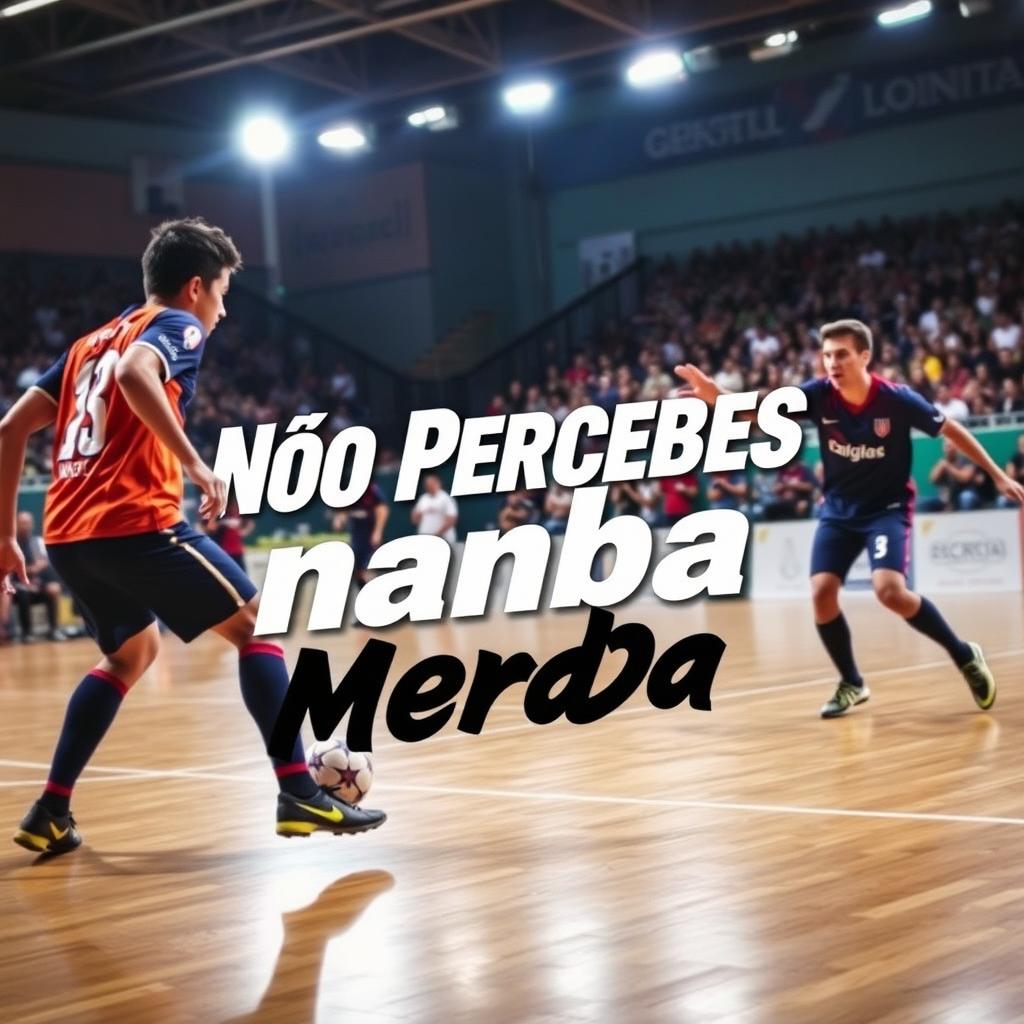 An exciting futsal match in action, players displaying intense focus and athleticism on an indoor court