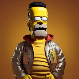 Homer Simpson comically dressed in a stylish Trapstar outfit