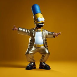 Homer Simpson comically dressed in a stylish Trapstar outfit