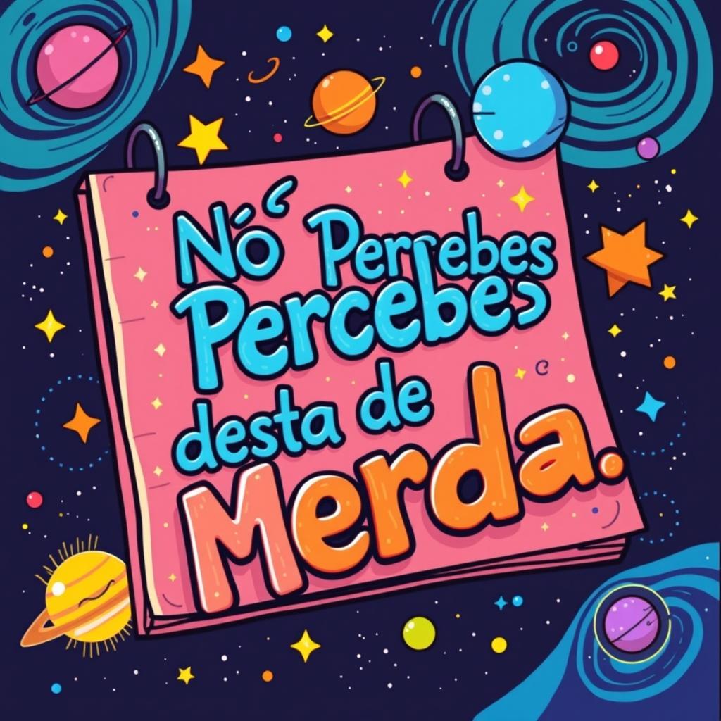 A colorful and expressive illustration of a 'Galactic Note' featuring the text 'Não Percebes nada desta Merda