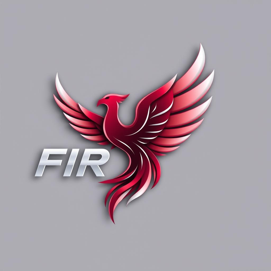 Design a logo for an airline named FIRAir, featuring the word 'FIRAir' in burgundy with a white outline