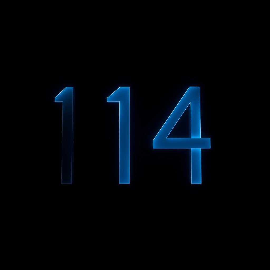 The characters from ID '14', depicting a modern, sleek design, with a futuristic touch, the numbers glowing slightly in a vibrant shade of neon blue against a minimalist, dark background