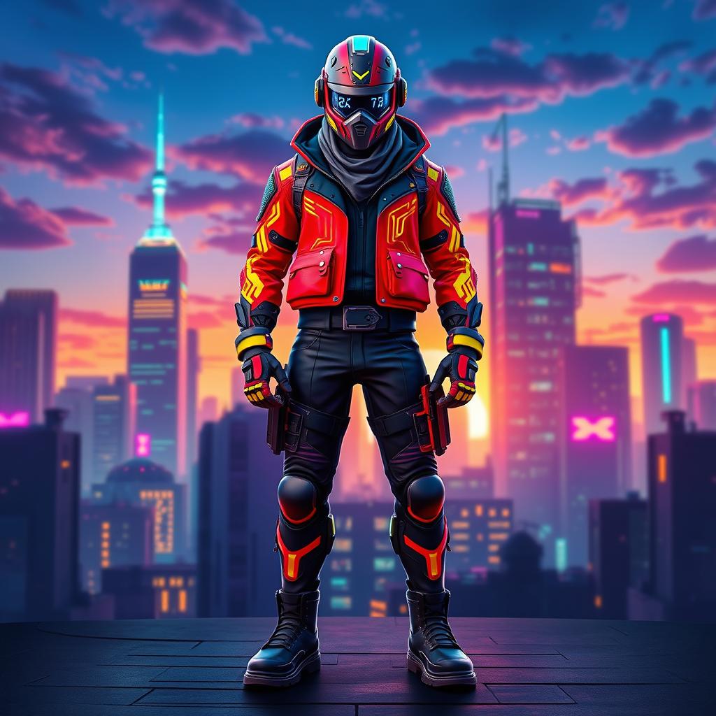 A unique Fortnite skin inspired by a futuristic cyberpunk theme