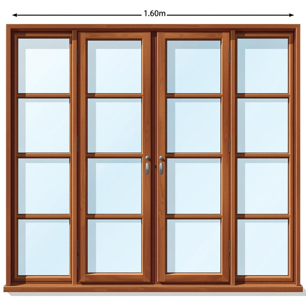 A detailed illustration of a window measuring 1 meter by 1