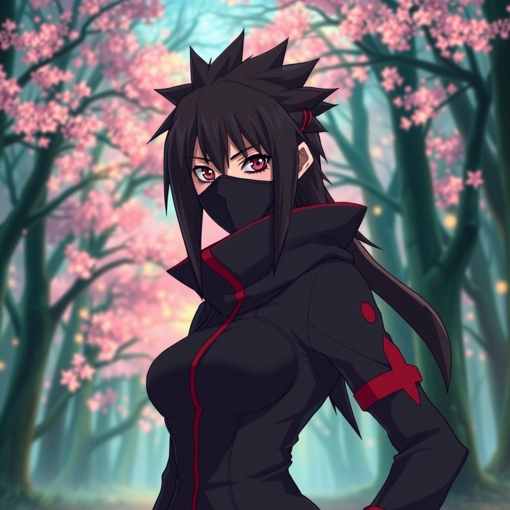A female version of Obito Uchiha, showcasing both beauty and strength