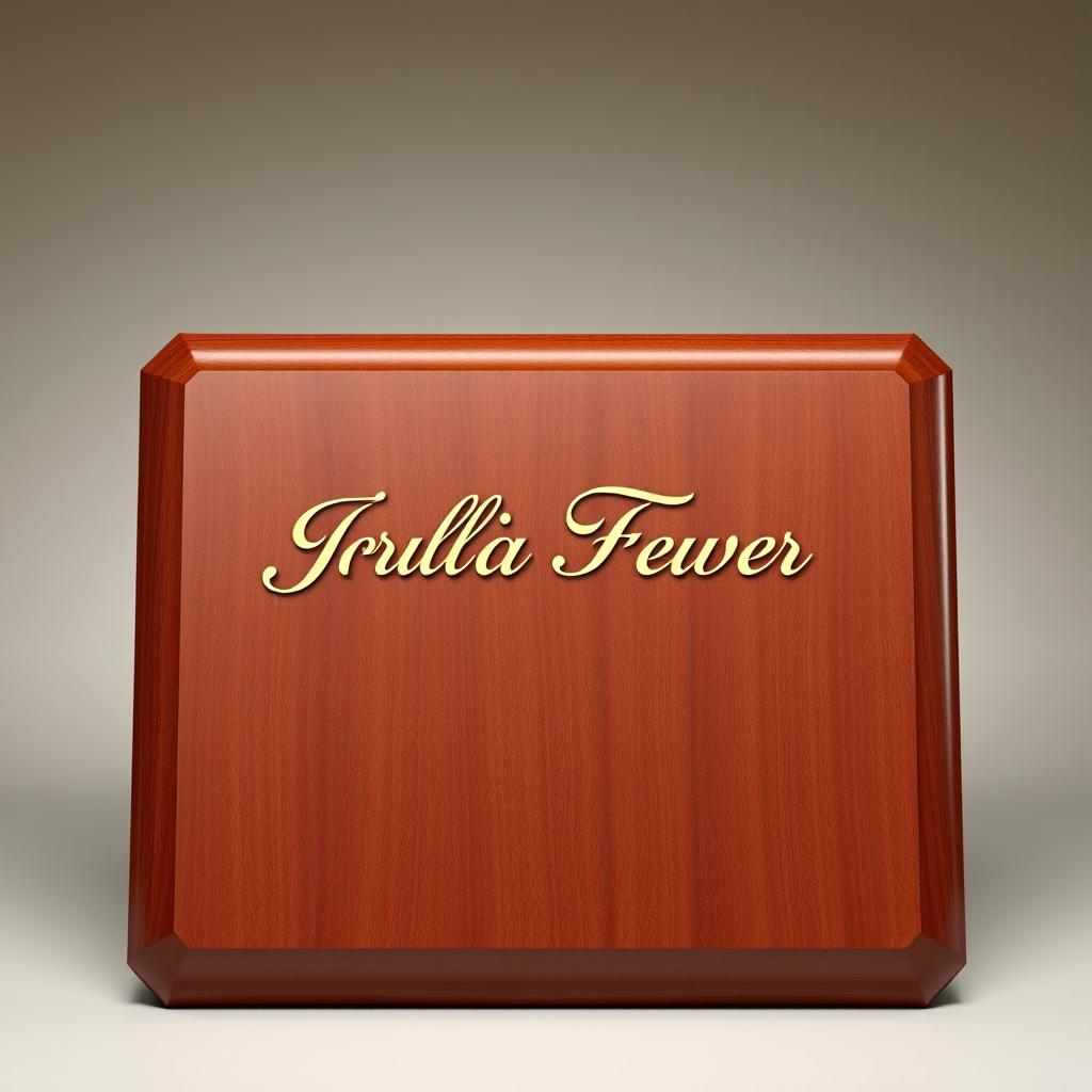 A realistic mockup of a plaque featuring a classic rectangular shape with rounded corners