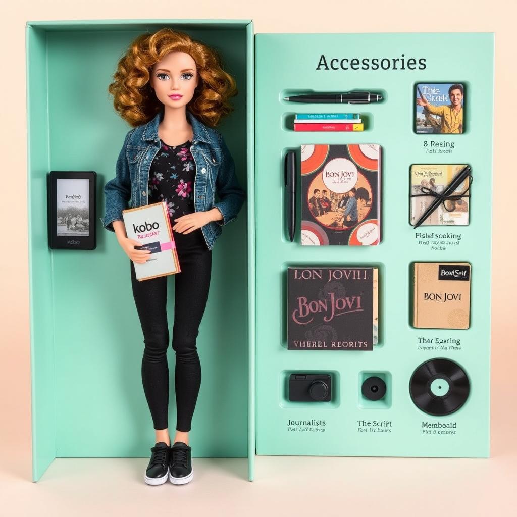 A collectible doll named 'Maria Moreira Rato', depicting a 27-year-old journalist woman standing at 5'8" tall