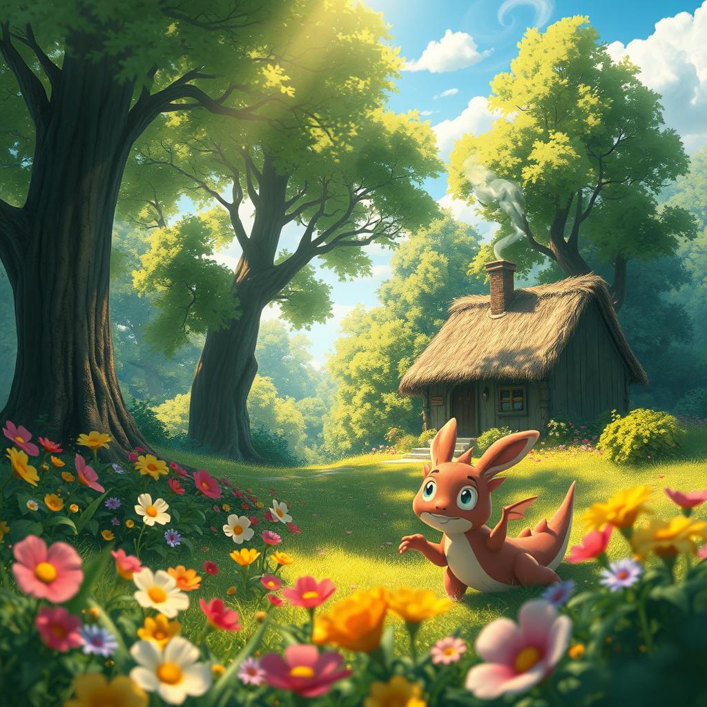 A whimsical and enchanting scene capturing the essence of Studio Ghibli