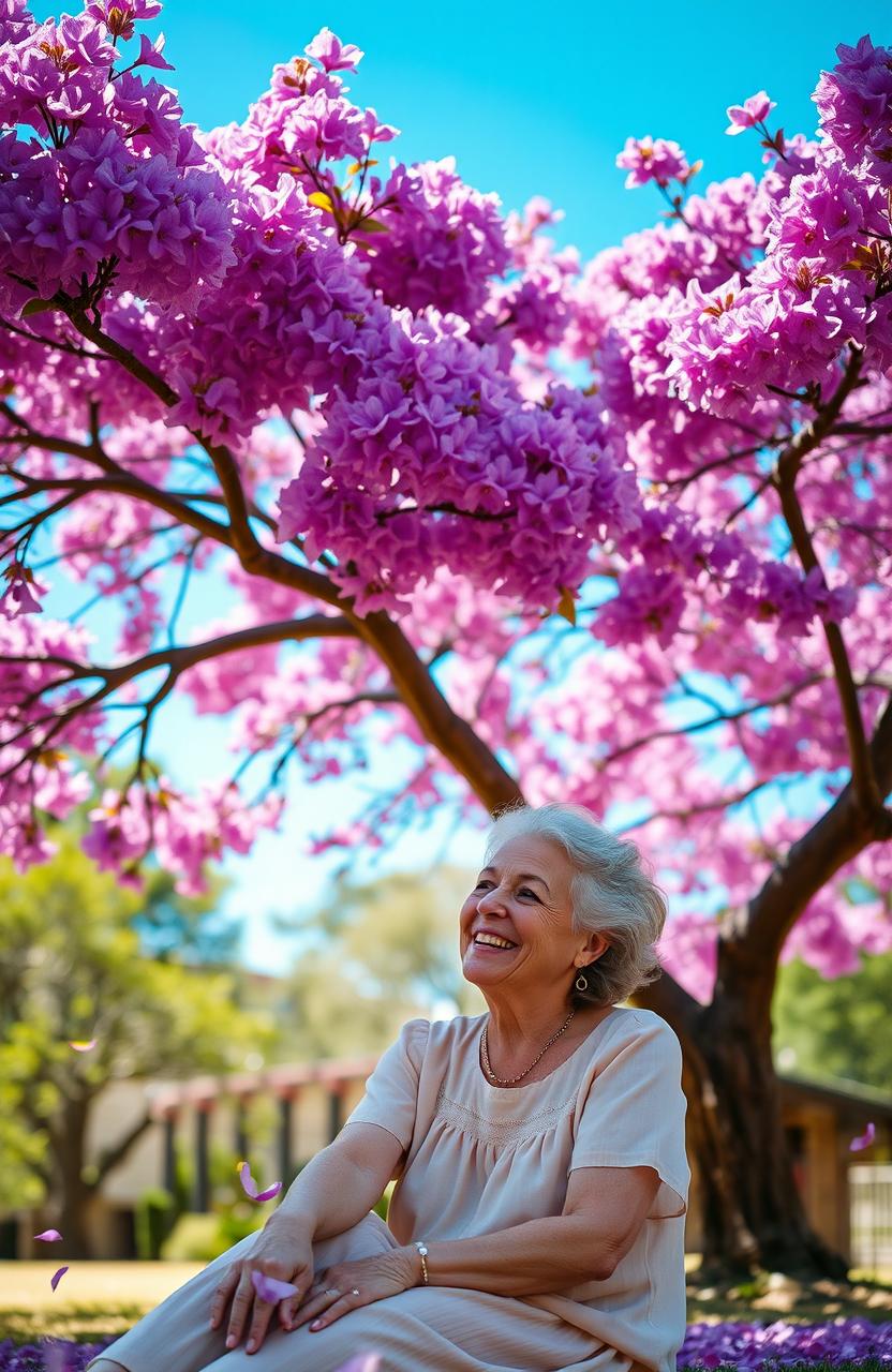 A beautiful, blooming Jacaranda tree with vibrant purple flowers in full bloom