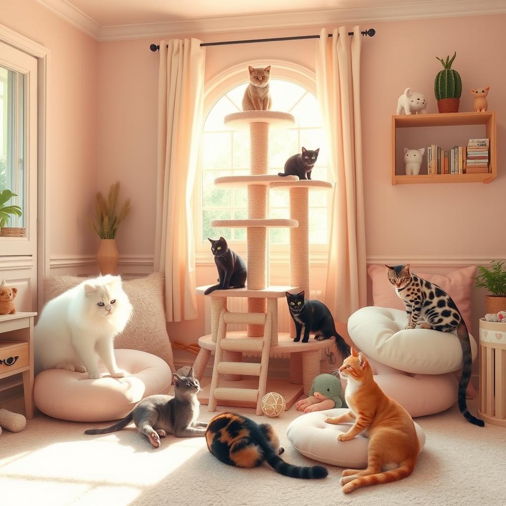 A warm and inviting room bathed in soft pastel colors, evoking the enchanting style of Studio Ghibli films